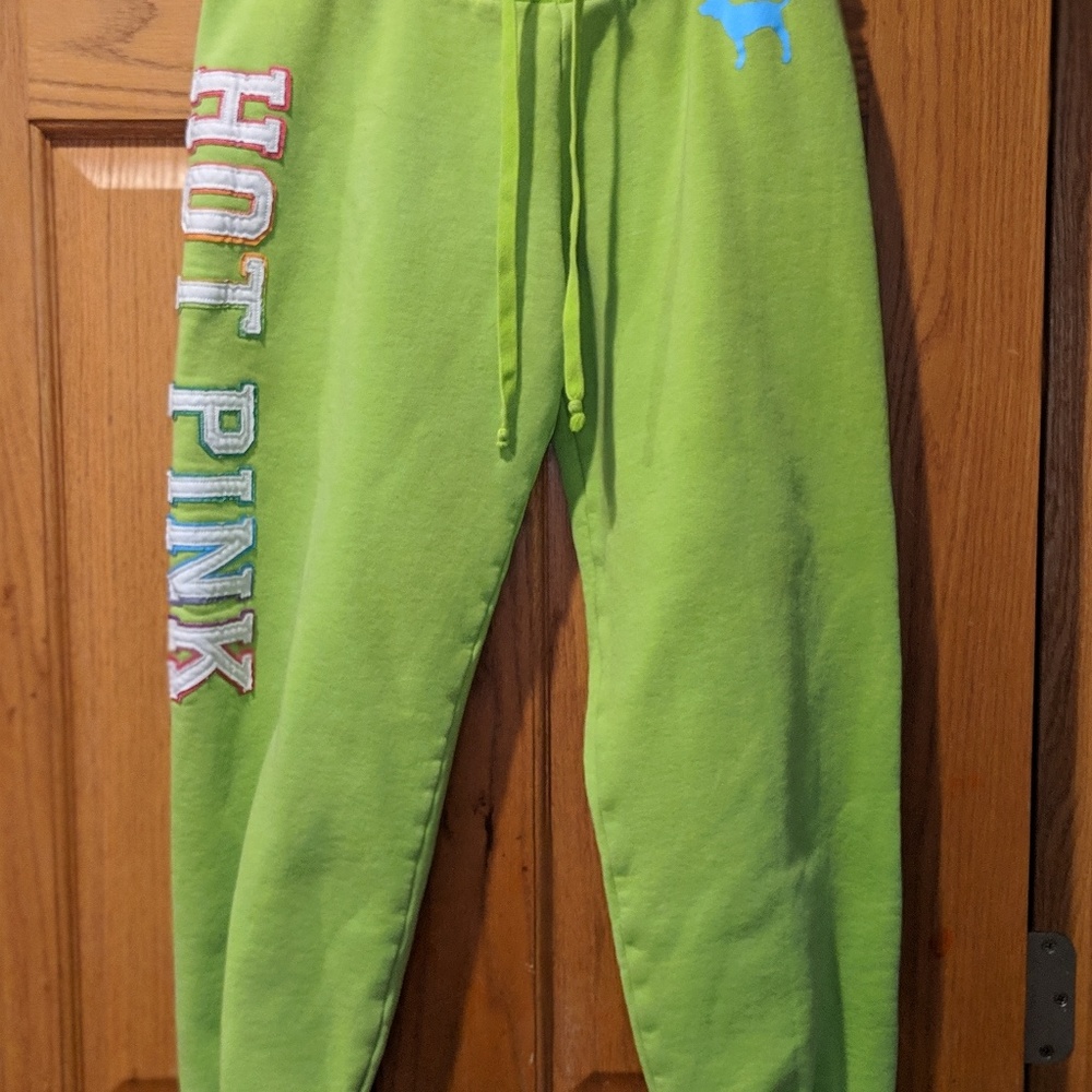 Pink Light Green Sweatpants Capri